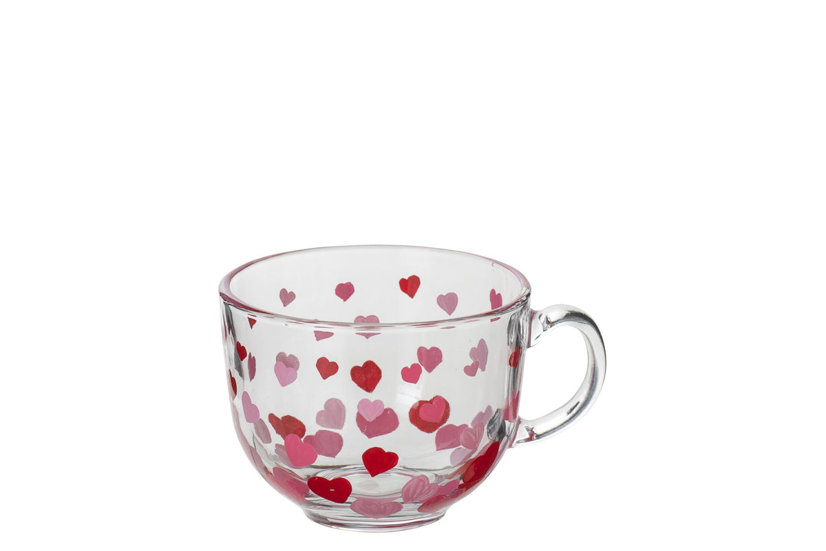 J-Line Verre à eau cœur rouge/rose