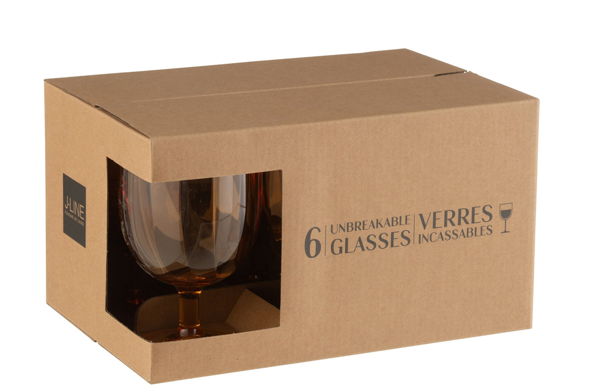 J-Line verres à vin 31 cl incassables orange – 6 pièces