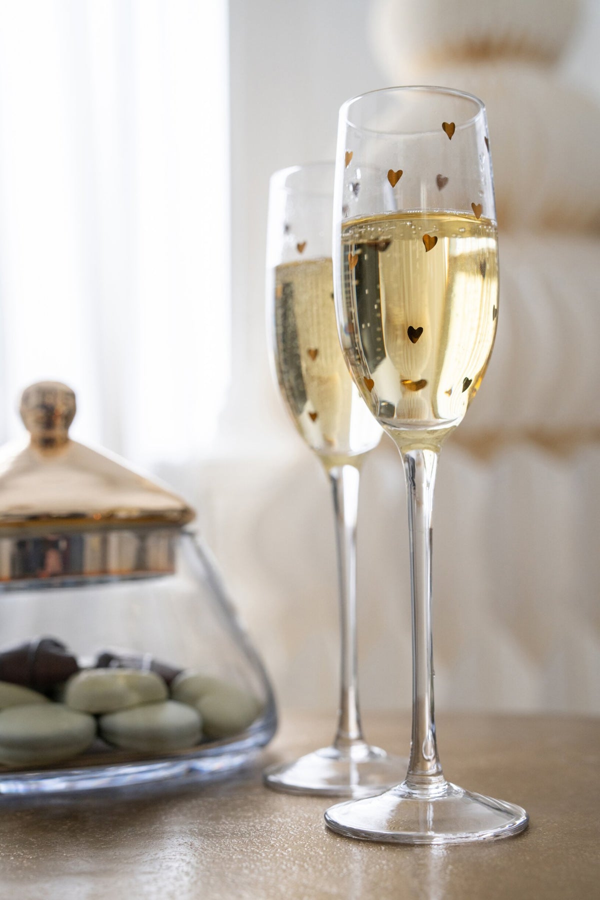 J-Line Verre à champagne 22 cl Cœur Transparent/Doré