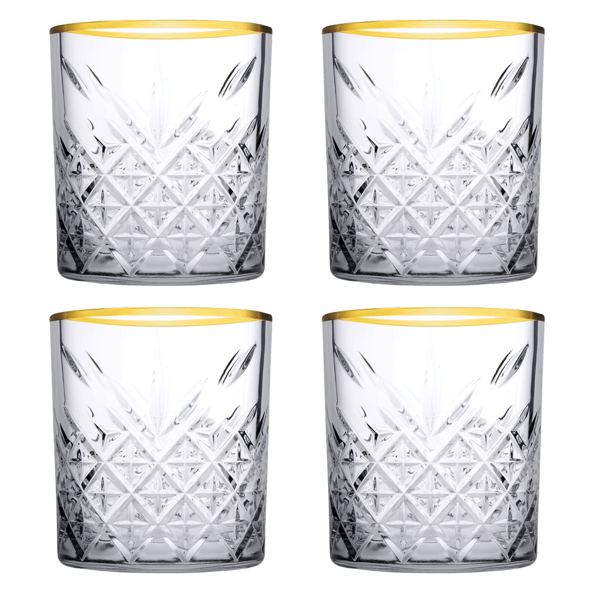 Pasabahce Timeless Tumbler 35,5 Cl Gouden Rand - 4 Stuks - Glazen.nl