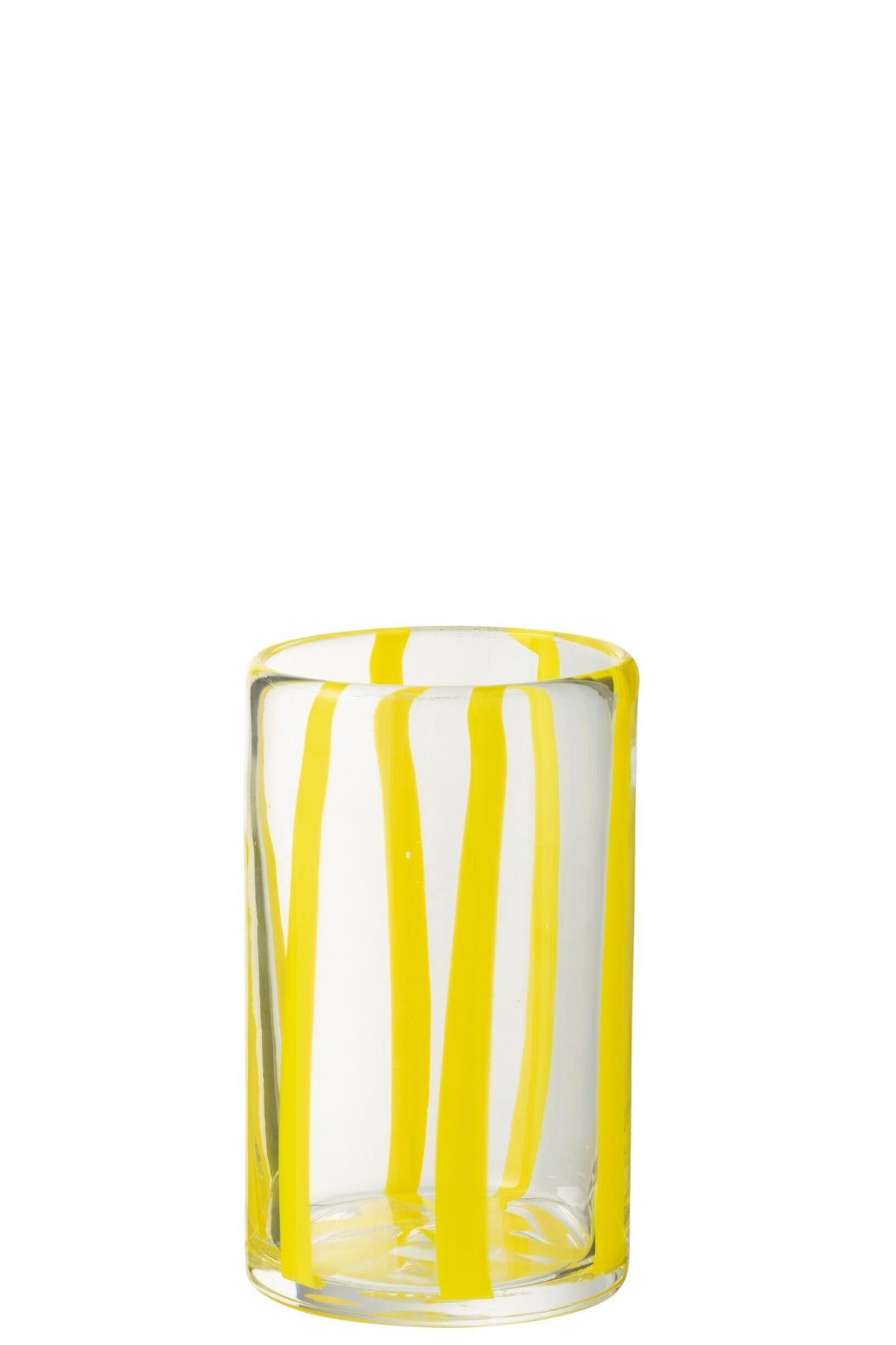 J-Line Verre à eau rayé transparent/jaune