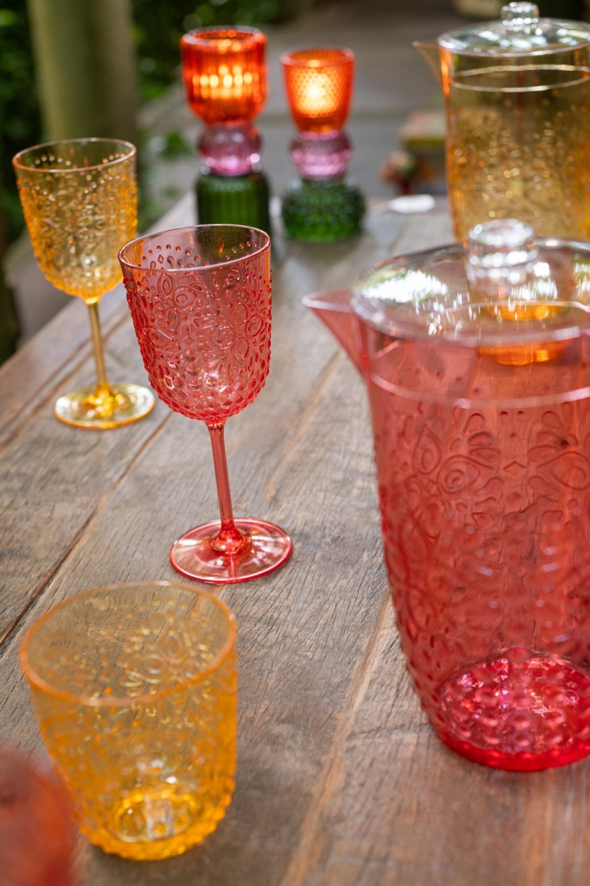 J-Line Verres à vin 41,4 cl en plastique rouges – 6 pièces