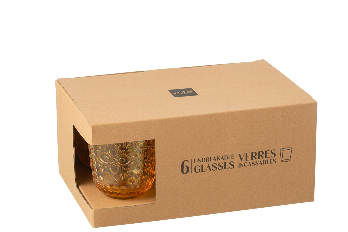 J-Line Verre à eau 47,3 cl incassable jaune - 6 pièces
