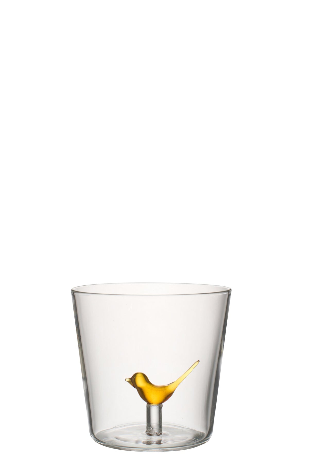 J-Line verre à eau 30 cl ocre jaune transparent en forme d’oiseau