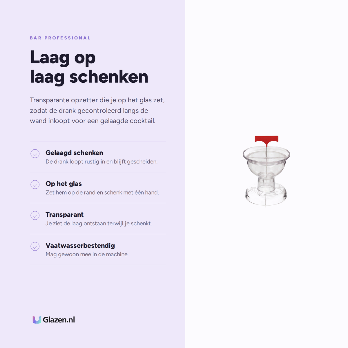 Infographic met de eigenschappen van Bar Professional Cocktailmaster Transparant