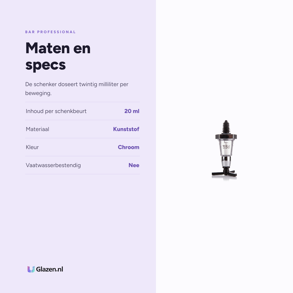 Maten en specificaties van Maatschenker Chroom 20 Ml van Bar Professional