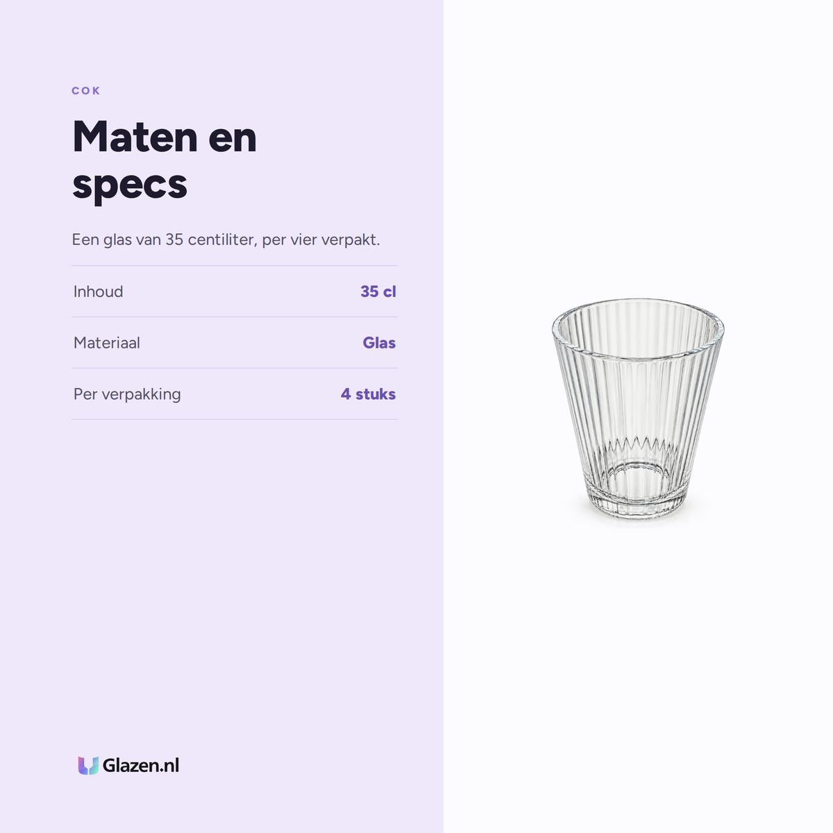Maten en specificaties van het COK Misori glas 35 cl