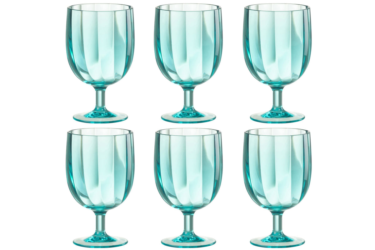 J-Line Verre à vin 31 Cl incassable bleu - 6 pièces