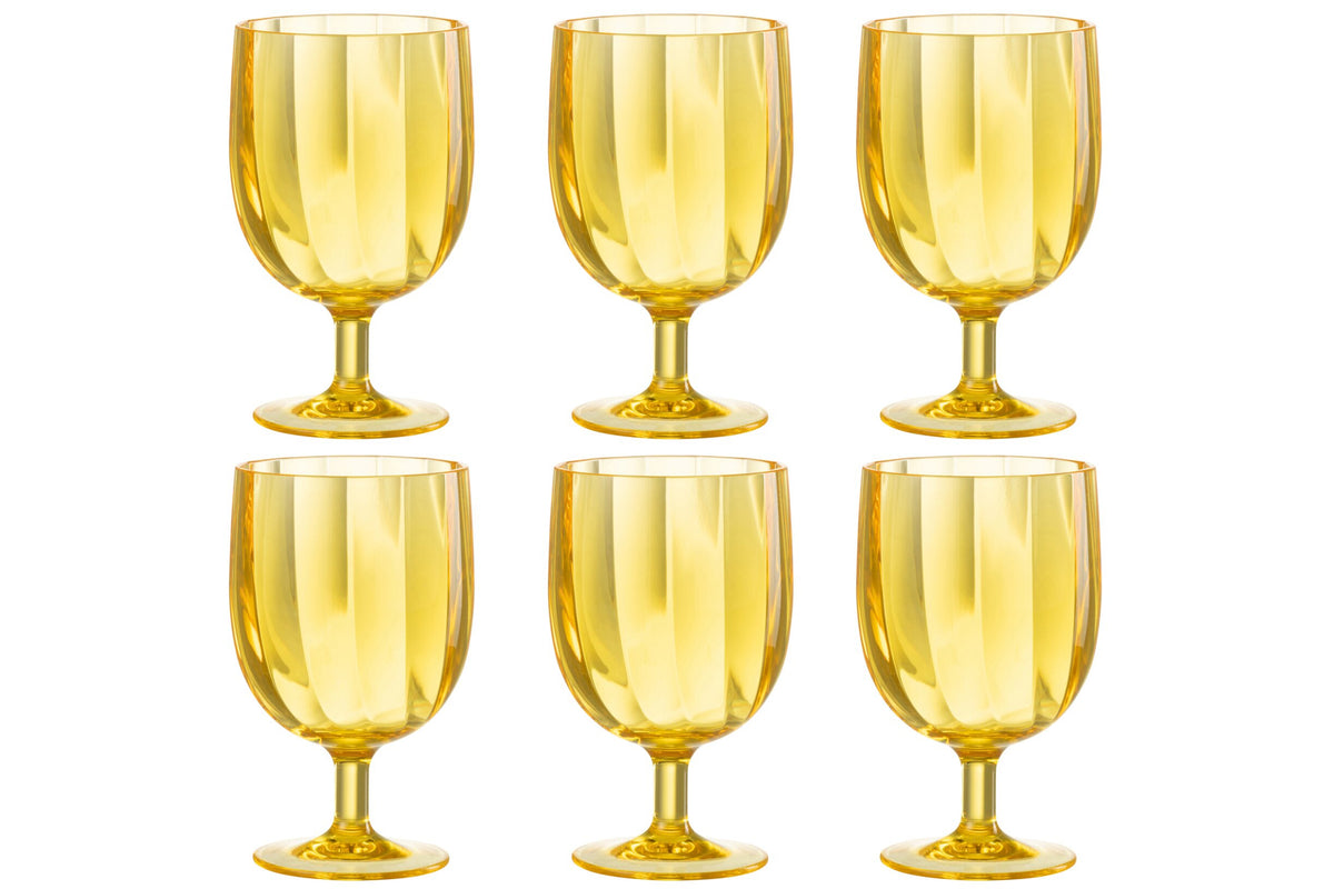 J-Line Verre à vin 31 Cl incassable jaune - 6 pièces