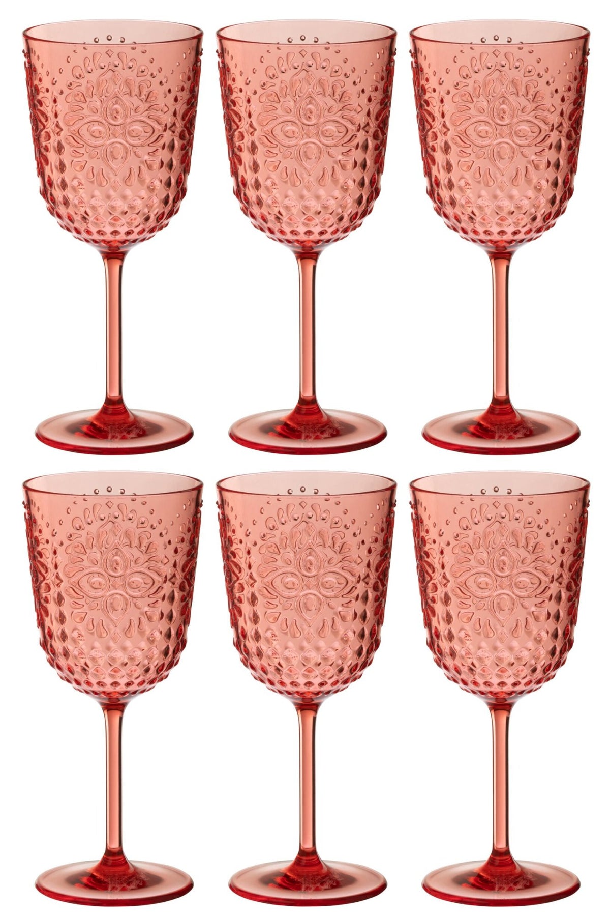 J-Line Verres à vin 41,4 cl en plastique rouges – 6 pièces