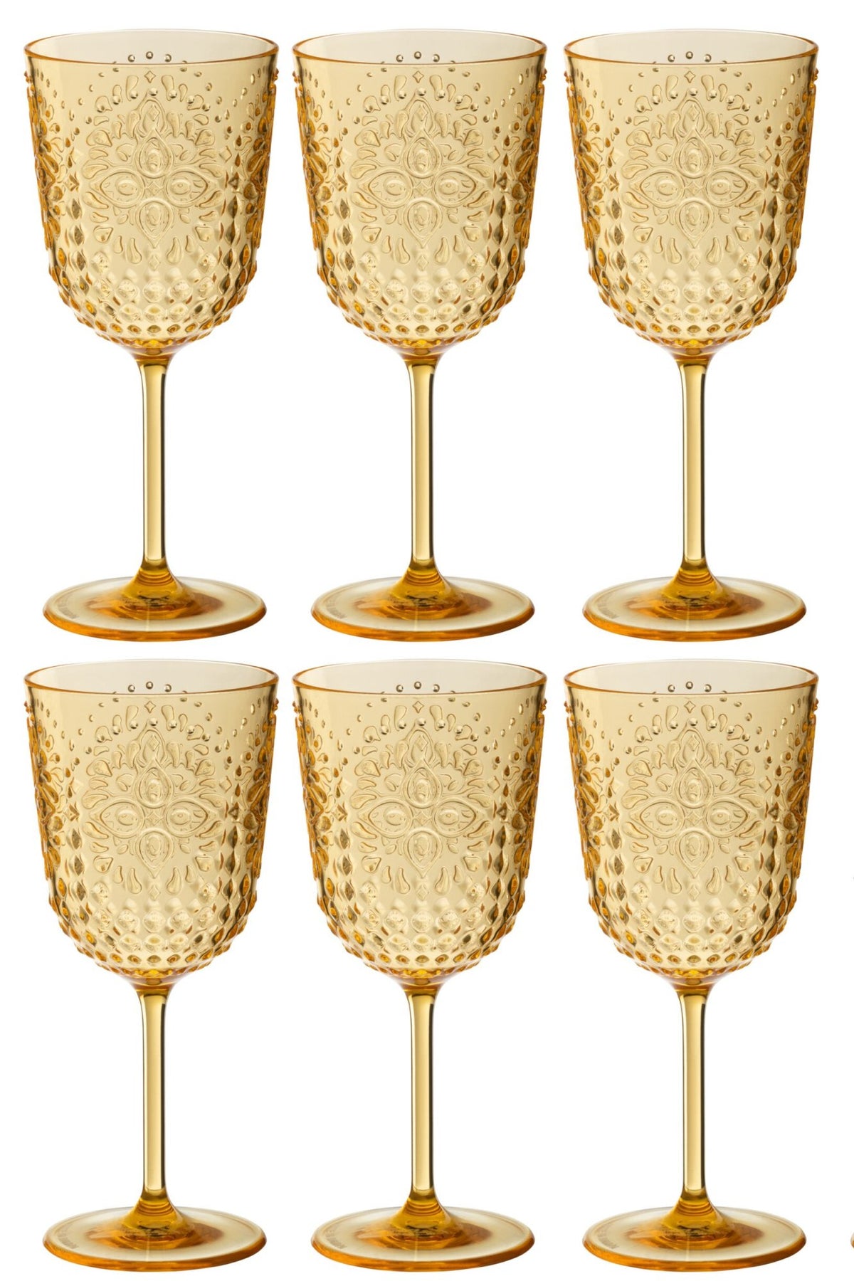 J-Line Verre à vin 41,4 Cl en plastique jaune - 6 pièces