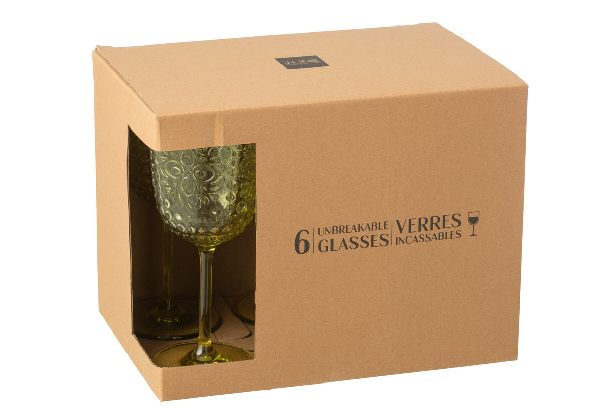J-Line Verre à vin 41,4 cl incassable vert – 6 pièces