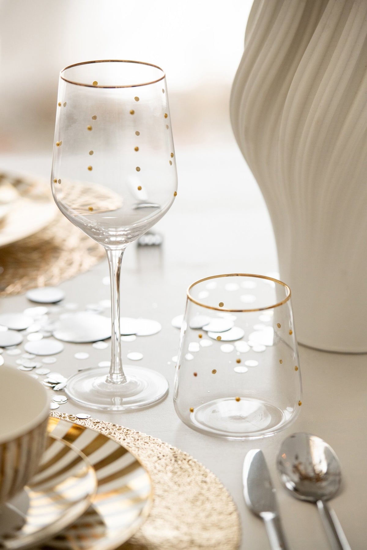 J-Line verre à vin 55 cl à pois transparent/doré