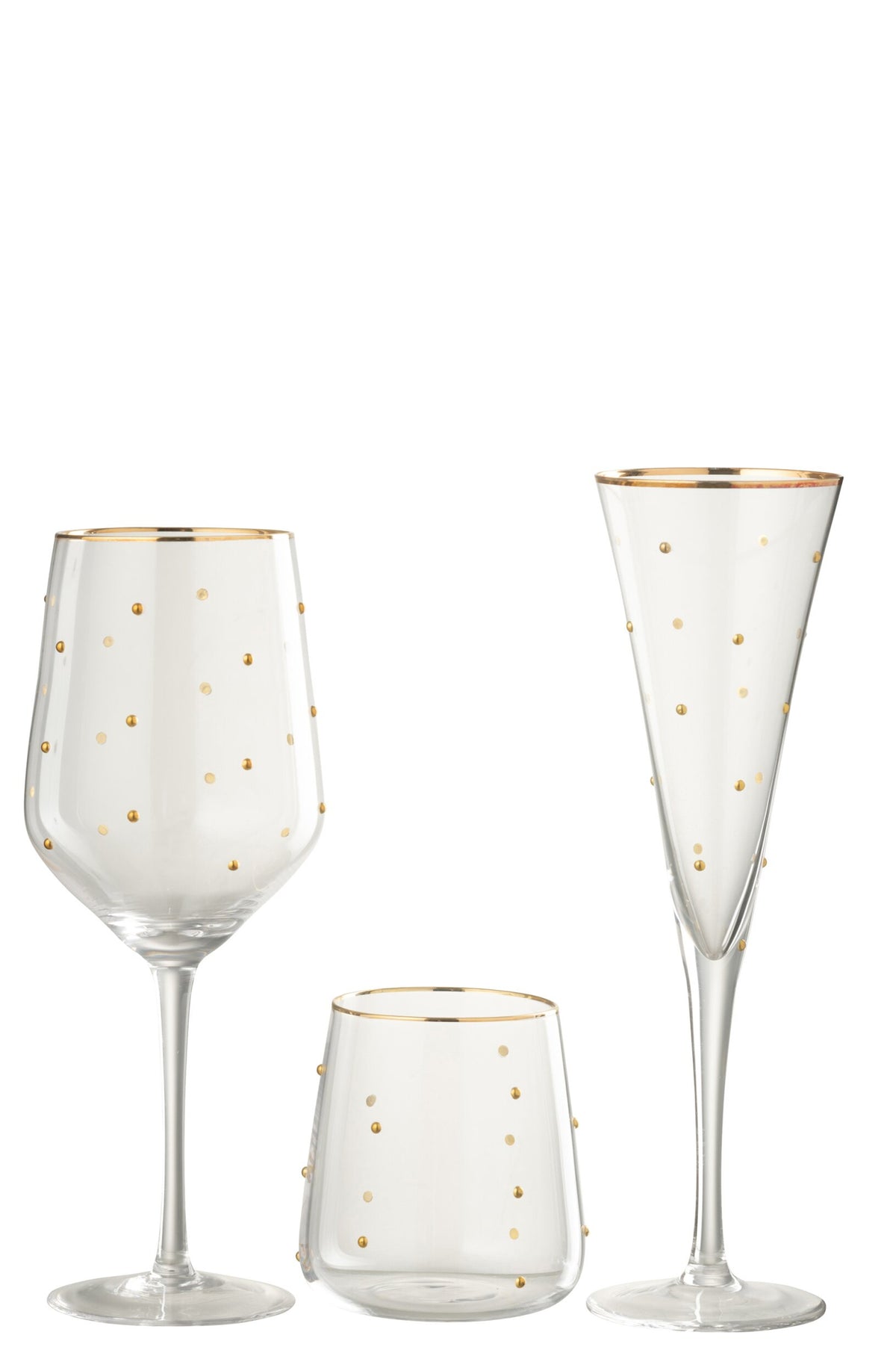 J-Line Verre à champagne 23,6 cl à pois transparent/doré