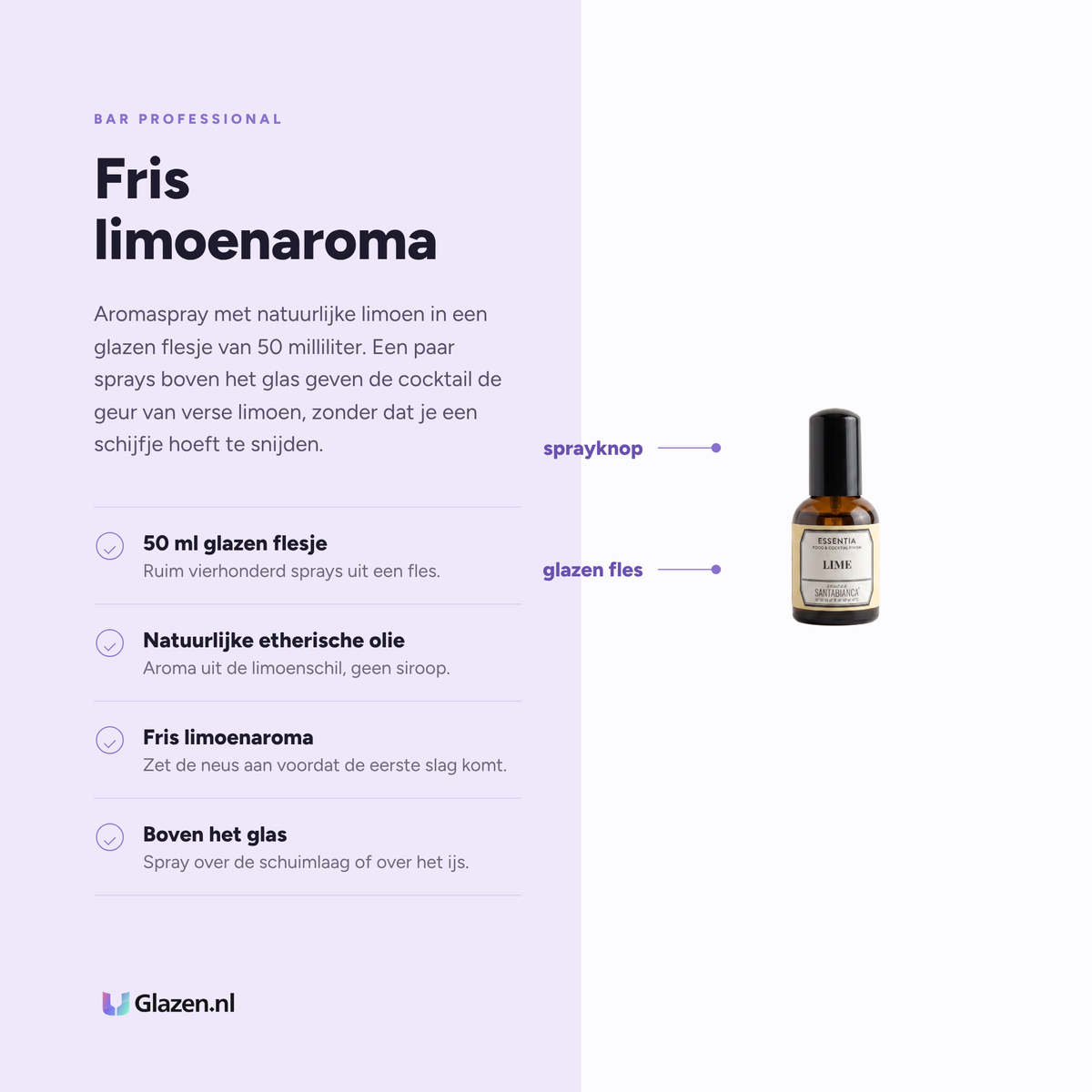 Eigenschappen van de Bar Professional Essentia Limoen Aroma 50 ml
