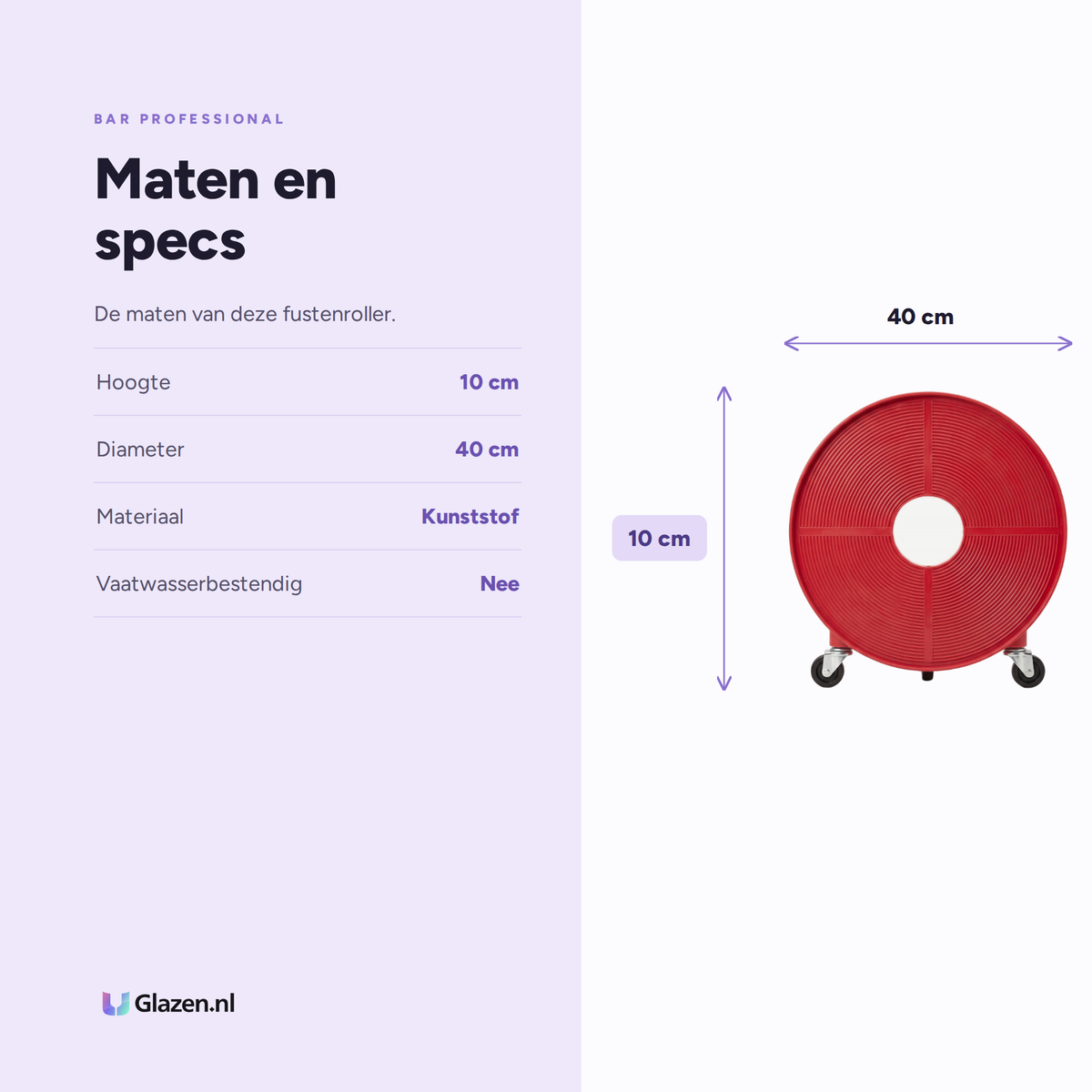 Maten en specificaties van Bar Professional KEG Dolly Fustenroller 40 cm