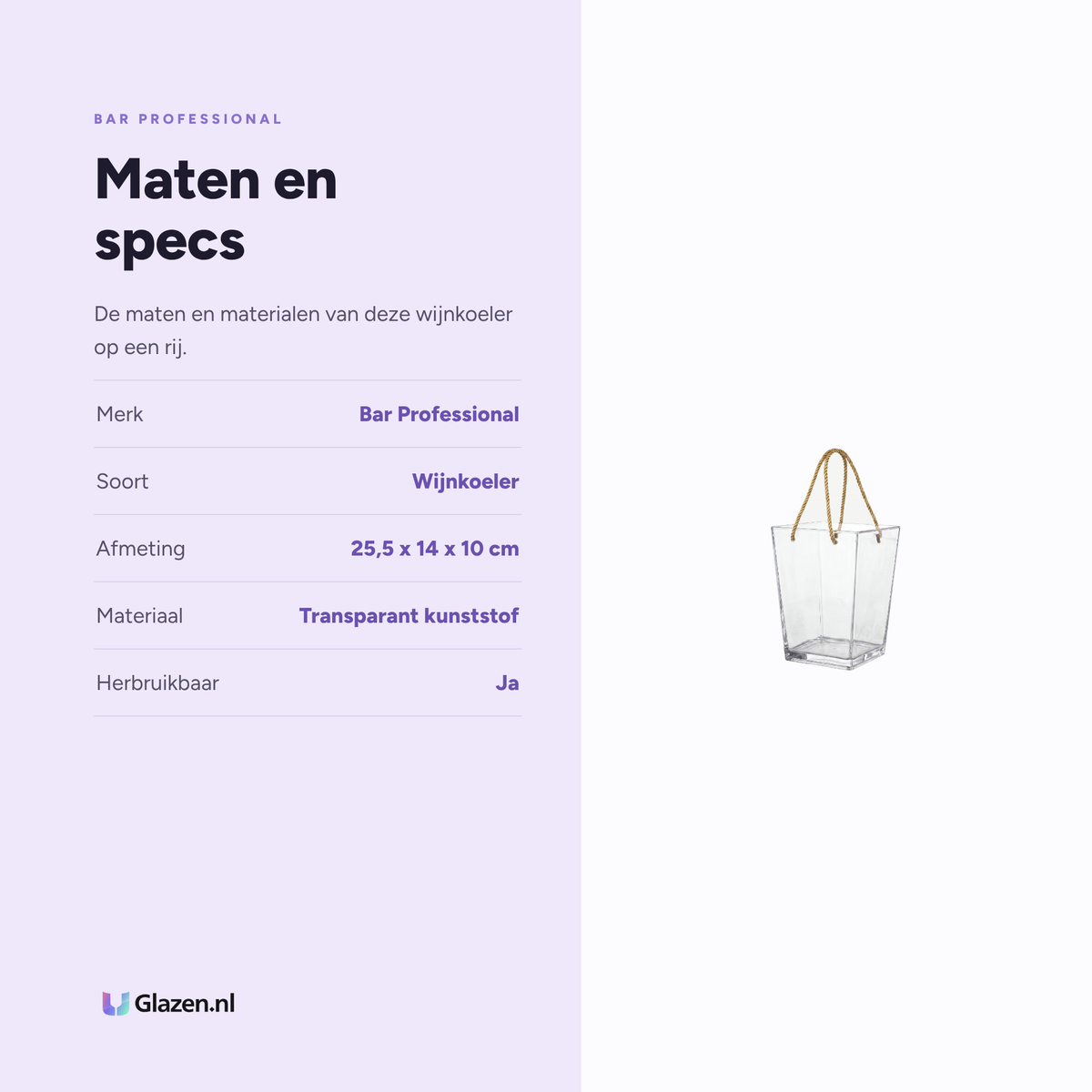 Maten en specs van de Bar Professional Sobag wijnkoeler transparant