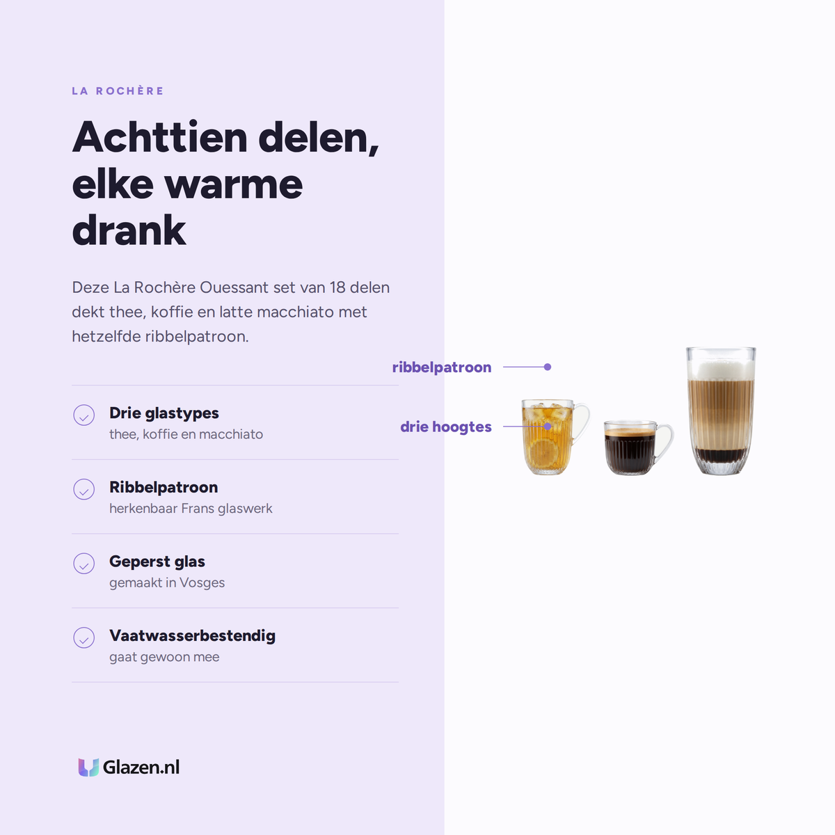 Eigenschappen van La Rochère Ouessant Theeset 18-Delig (Thee, Koffie & Latte Macchiato)